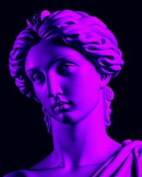 Explore a mesmerizing blend of classical art and digital distortion with this piece. A classical sculpture is reimagined with