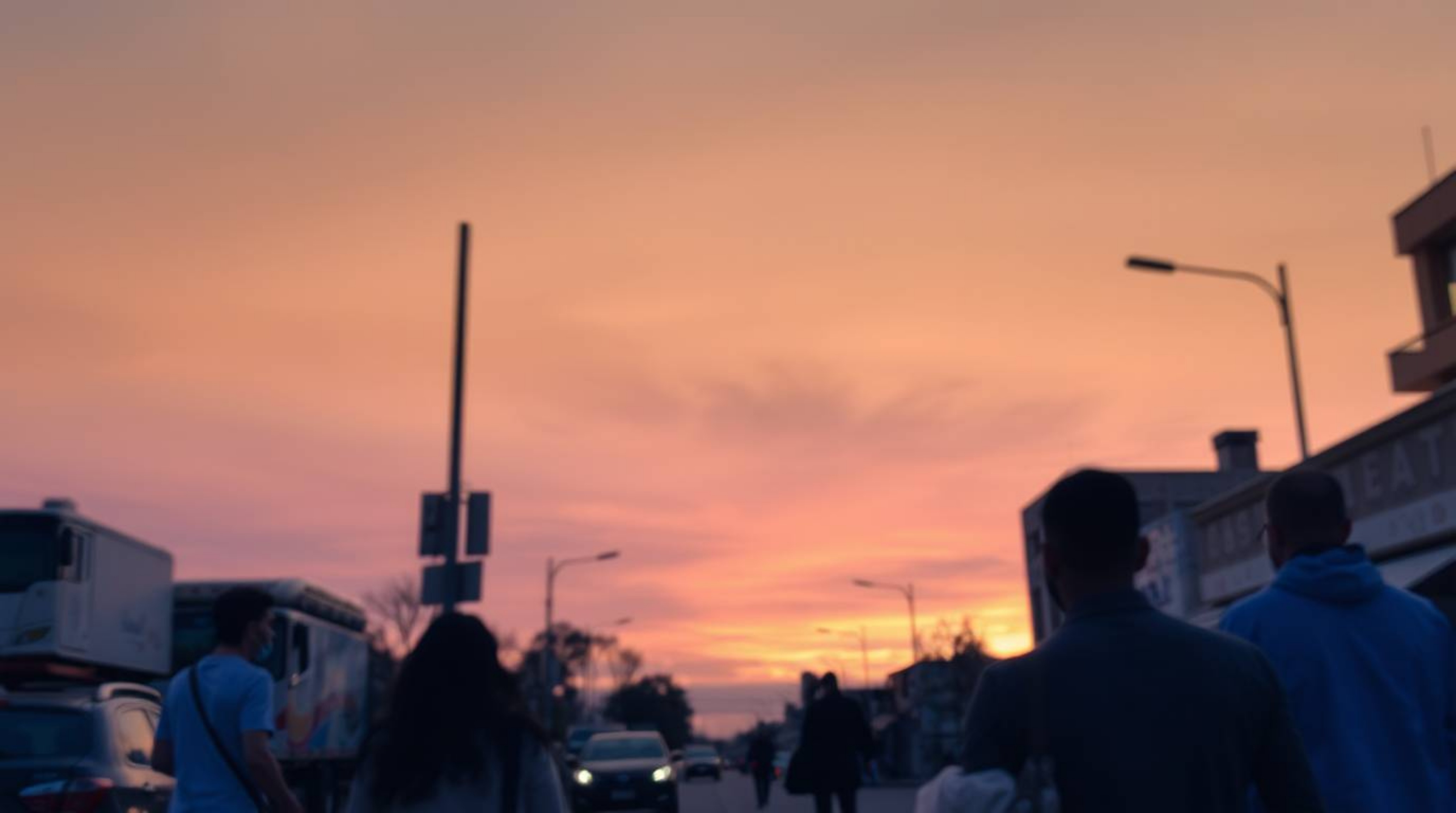 Capture the spontaneous beauty of urban life with this candid street photograph.  The image features a captivating gradient s