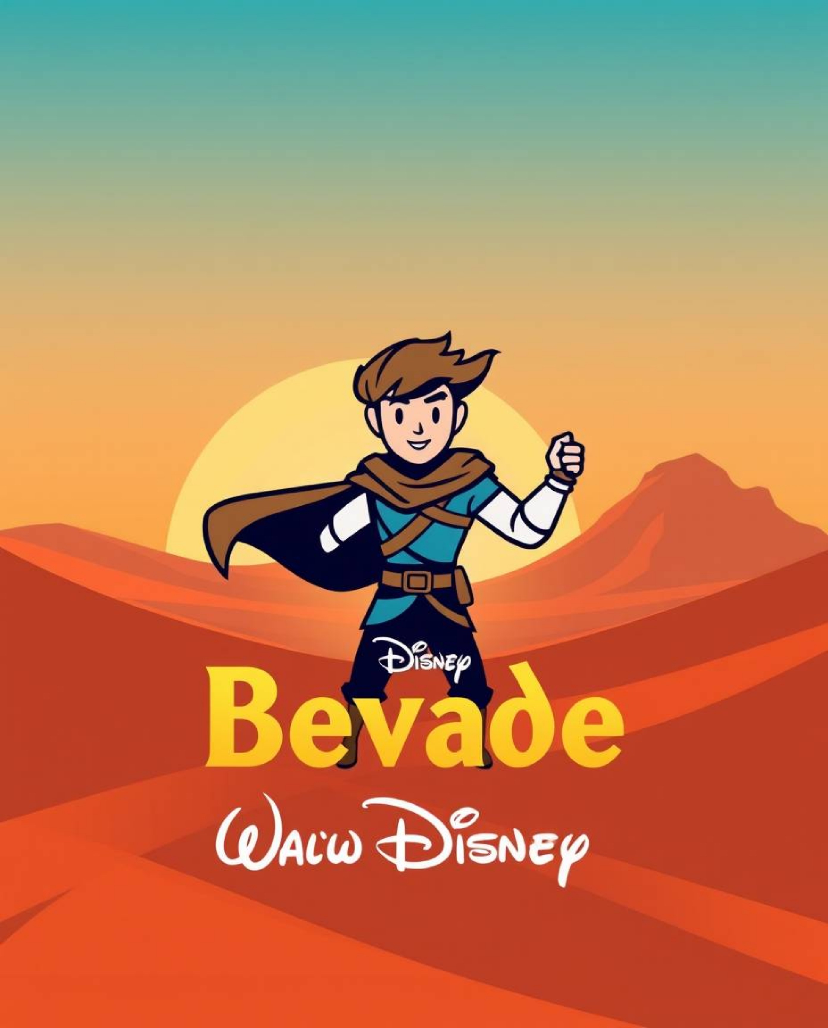 Embark on a Disney-style desert adventure with a brave hero, brought to life in a logo featuring a smooth gradient transition