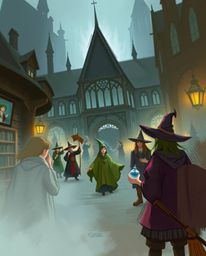 Explore a magical school teeming with young wizards through a dynamic digital sketch. This unfinished concept art piece featu