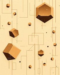 Explore a captivating visual landscape of natural earth tones and glitched geometric shapes floating in cyberspace.  This abs