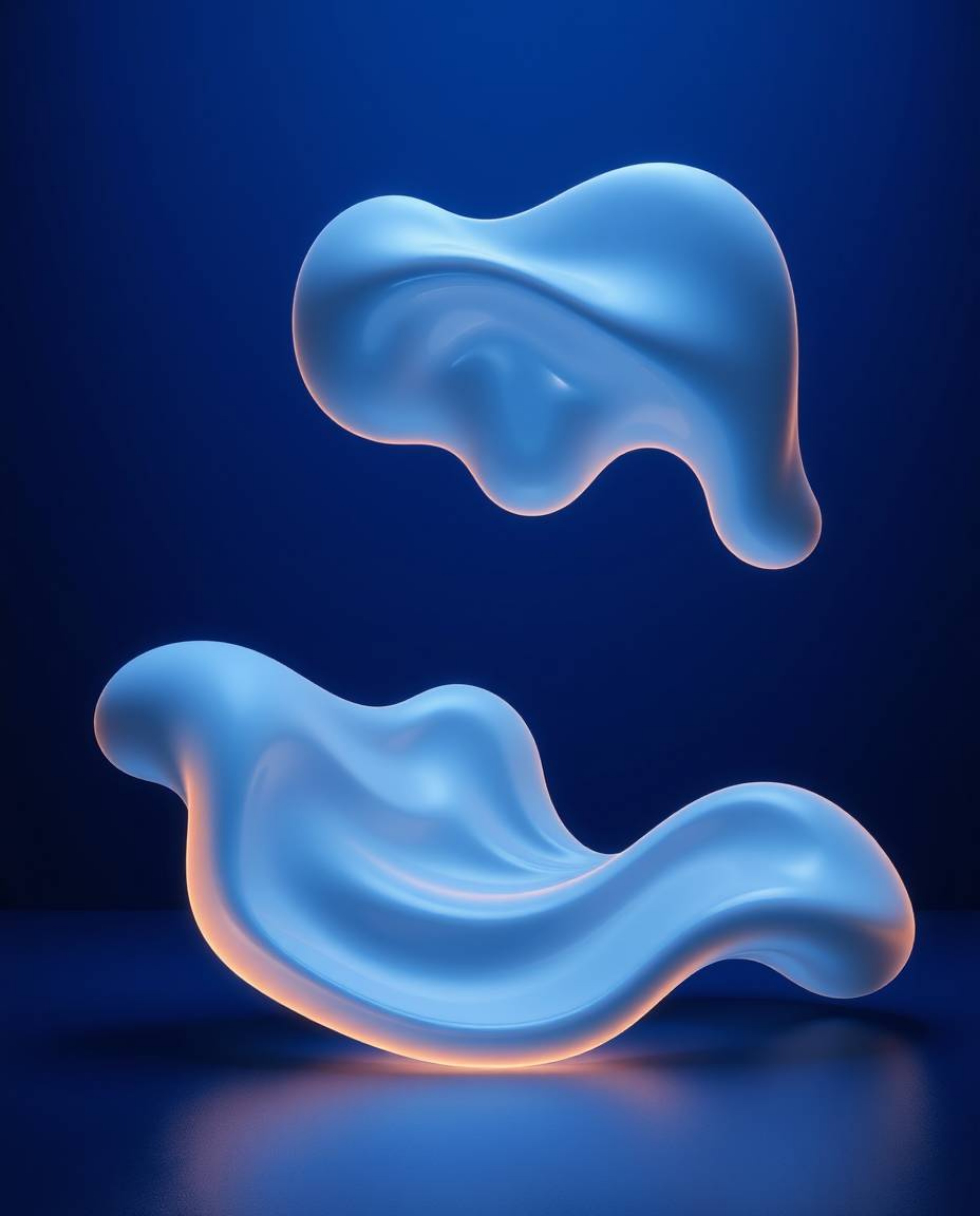Explore this high-resolution stock photo showcasing futuristic 3D fluid shapes with glowing edges, set against a captivating 