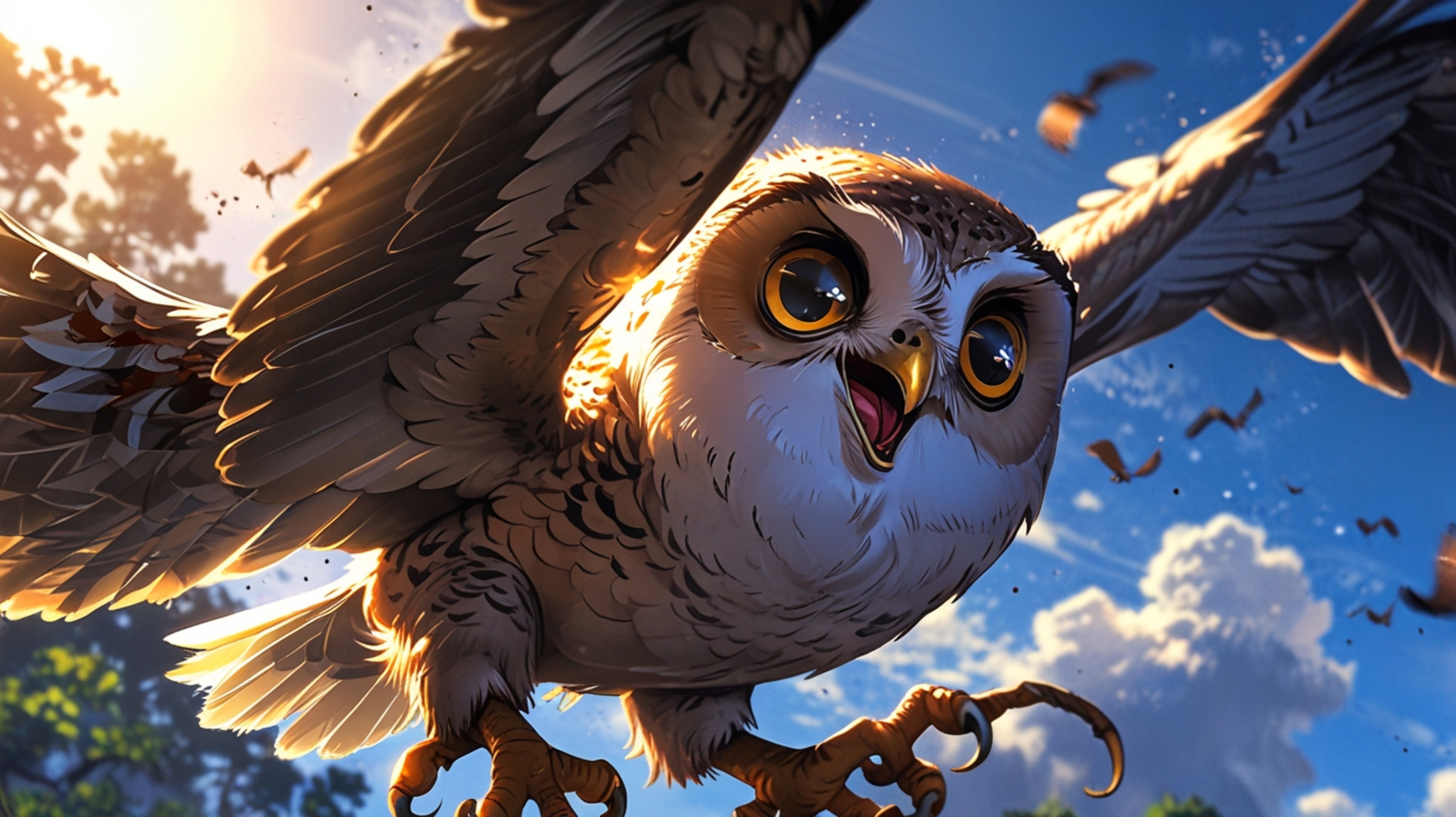 In a touching and visually appealing scene that combines the charm of Pixar with the expressiveness of anime, a wise blind ow
