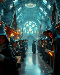 Immerse yourself in a breathtaking close-up of a futuristic wizarding school. This captivating image blends the magic of you
