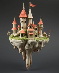 Explore a whimsical world of sculptural clay art featuring an adorable and cute surreal floating island. This unique piece sh