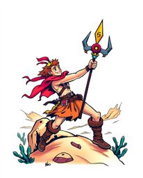 Embark on a captivating desert adventure with a brave, Disney-style hero showcased in a modern tattoo art print. The design