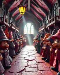 A vibrant and magical school filled with young wizards comes to life in this stunning sculptural clay art rendition. The imag