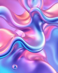 Experience a mesmerizing visual journey with cool-colored, smooth 3D fluid metallic shapes gracefully floating in zero gravit