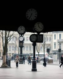 This series of candid street photographs captures the eerie beauty of an empty town square, dominated by the sound of ticking