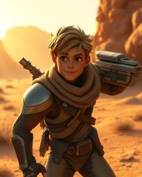 Embark on a thrilling sci-fi desert adventure with a brave, Disney-esque hero. Experience stunning golden hour and sunrise/s