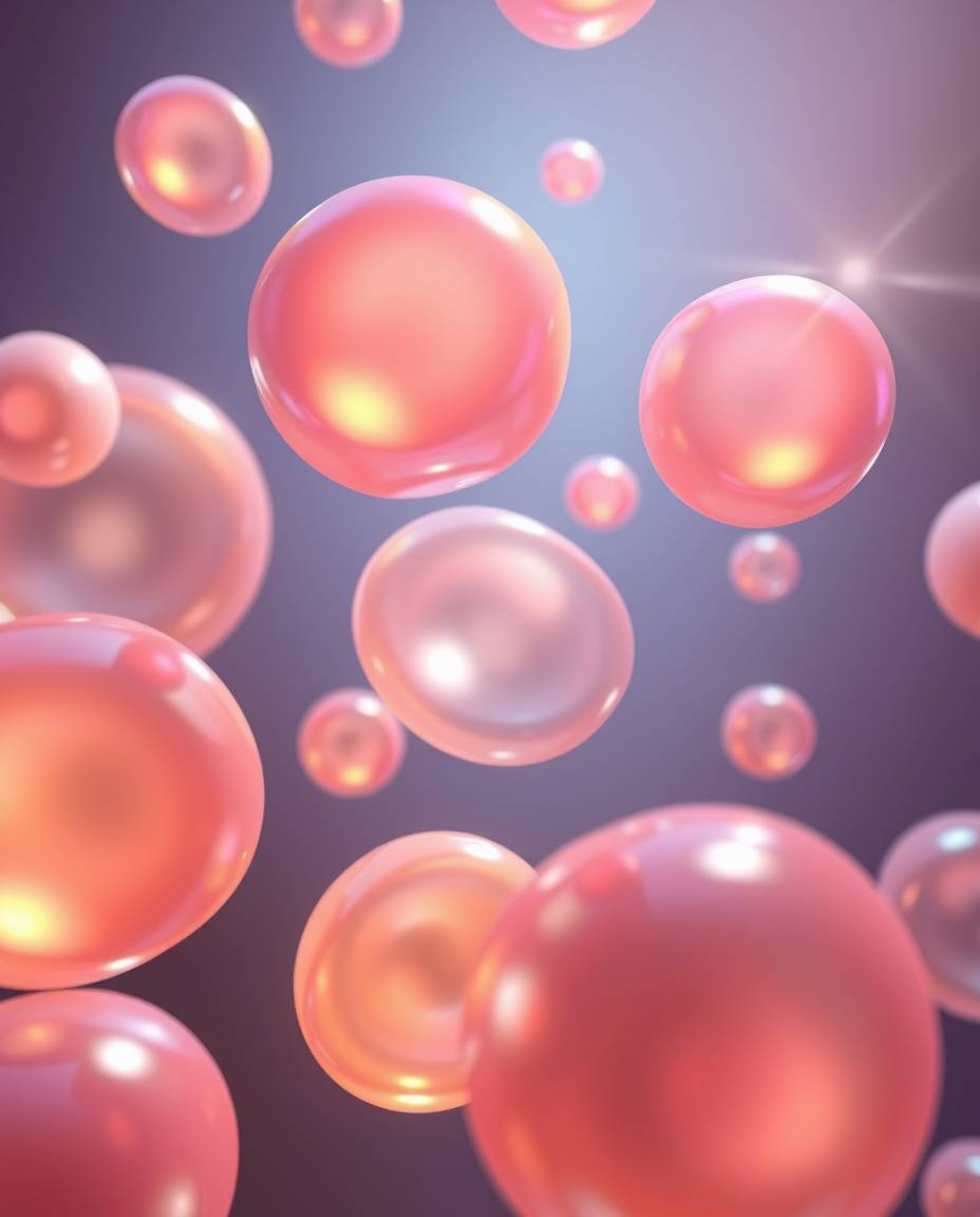 Experience the mesmerizing beauty of 3D rendered translucent, fluid organic blobs gracefully floating in space. This artwork 