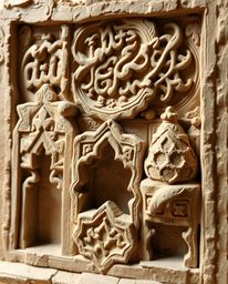 This sculptural clay artwork beautifully captures the essence of Islamic geometric stone carvings, showcasing intricate detai