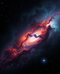 A captivating image showcasing the intense beauty of colliding galaxies.  Vibrant colors and deep shadows create a dramatic c