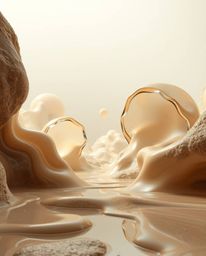 Explore captivating surreal 3D renders featuring hyperrealistic melted glass shapes set within a mesmerizing sci-fi environme