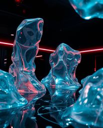 Explore a captivating futuristic sci-fi scene brought to life with high contrast and low-key lighting, illuminating surreal 3