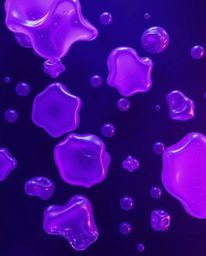 Immerse yourself in a breathtaking overhead bird's-eye view 3D render featuring fluid organic blobs crafted from translucent 