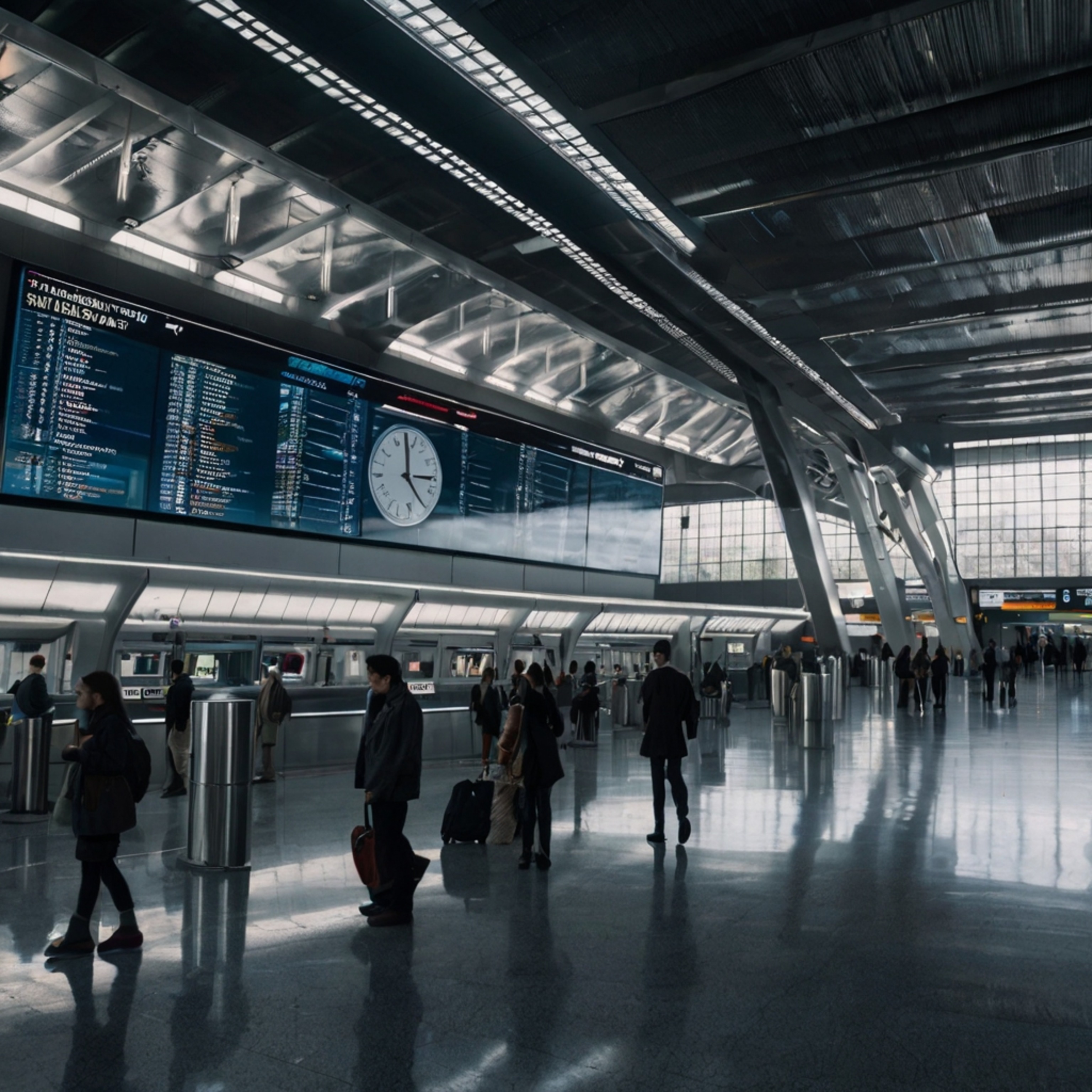 Experience the future of travel at this modern train station, where high-speed trains seamlessly arrive and depart. Digital