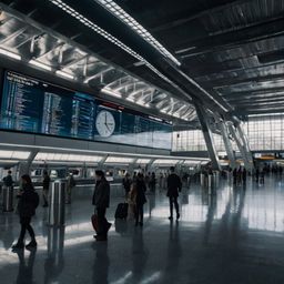 Experience the future of travel at this modern train station, where high-speed trains seamlessly arrive and depart. Digital