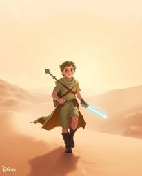 Embark on a breathtaking desert adventure with a brave, Disney-style hero.  Experience a peaceful composition filled with eth