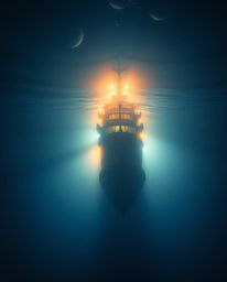 Immerse yourself in a mystic and enchanting underwater world, captured from a high-angle perspective.  This image showcases a