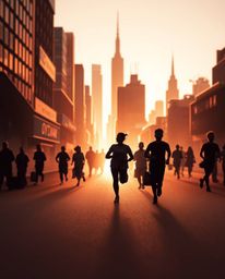 A visually striking scene of a city consumed by flames, with people running in terror, their silhouettes sharply defined agai