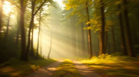 Experience a thrilling chase through an endless, looping forest, bathed in a soft cinematic haze and a warm golden glow. The 