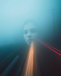 Explore the surreal intersection of long exposure photography and digital glitch art.  Witness a human face transform into a 