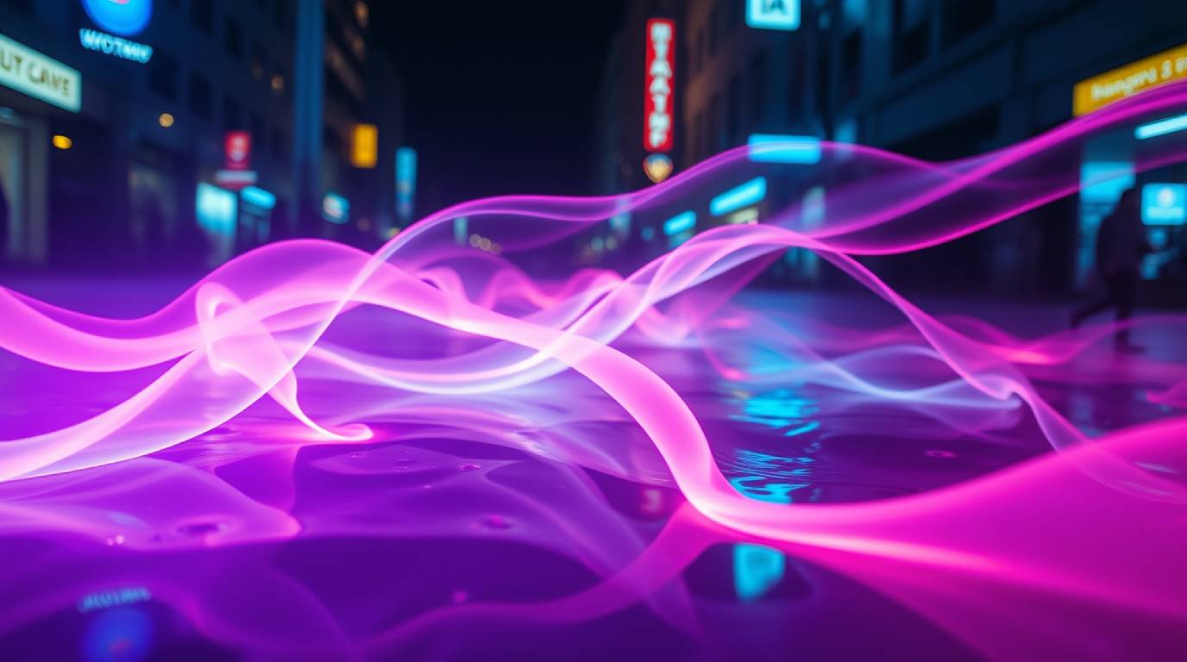 This digital art piece captures the essence of candid street photography with a modern twist.  Neon gradient textures flow ac