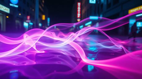 This digital art piece captures the essence of candid street photography with a modern twist.  Neon gradient textures flow ac