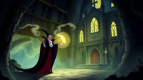 Experience a classic Disney villain in their element, casting a spell within the ancient walls of an old castle. The scene is