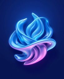 This logo design features graceful and elegant hyperrealistic 3D fluid shapes that resemble melted glass, set within a captiv