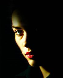 Explore the captivating world of digital glitch art with portraits featuring contrasting chiaroscuro lighting and smooth grad