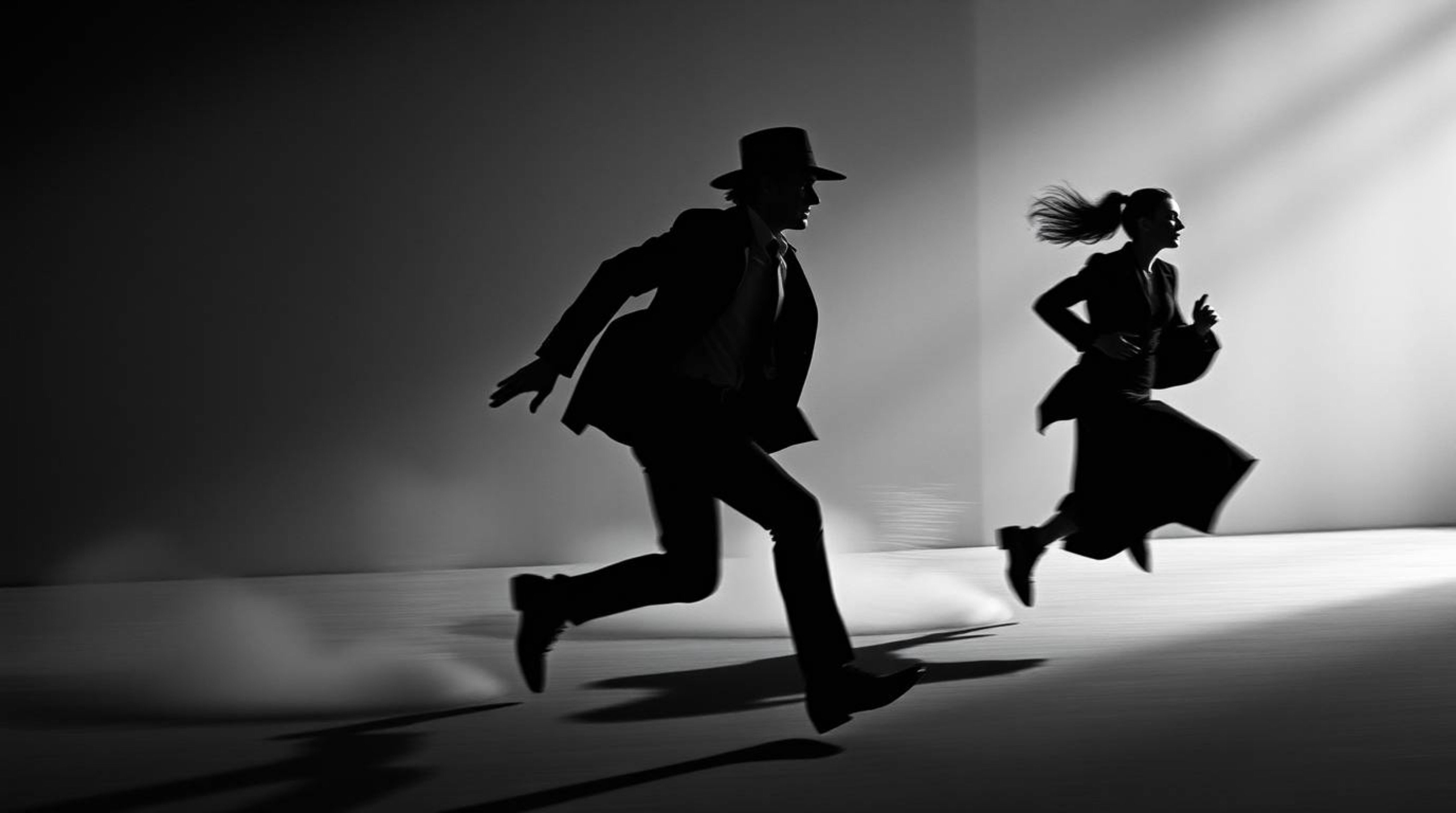 Experience a timeless and elegant black and white chase scene brought to life with exaggerated squash and stretch animation t