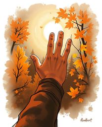 A captivating sketchnote illustration depicts a hand reaching towards a warm, autumnal light emerging from darkness.  Evoking