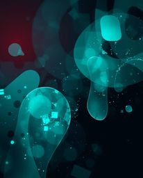 Dive into a mesmerizing world of rich, deep teal bioluminescent abstract shapes.  These captivating visuals feature glitch ef