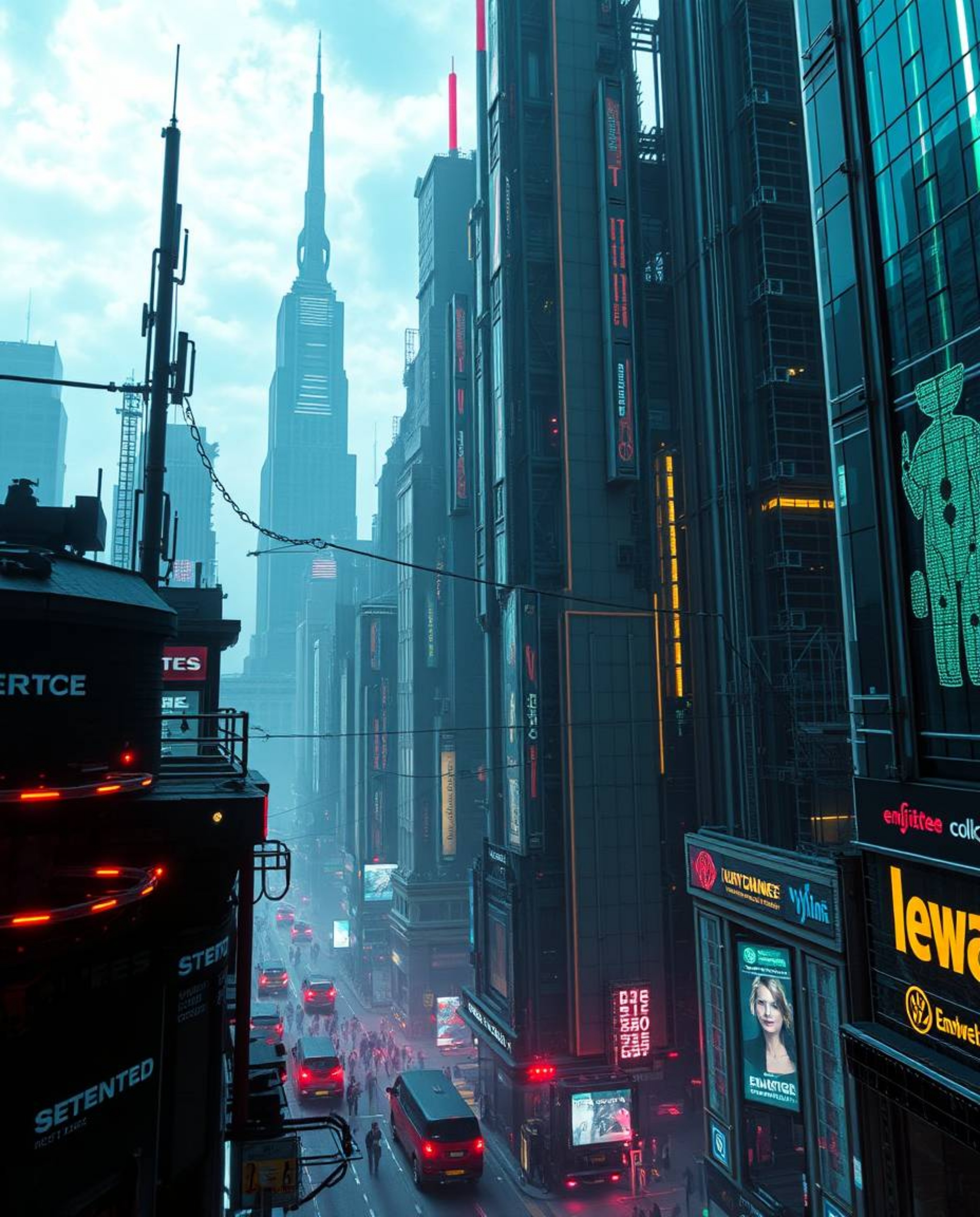 Experience a breathtaking view of a futuristic city plunged into glitch mode, meticulously captured in a precise architectura