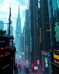 Experience a breathtaking view of a futuristic city plunged into glitch mode, meticulously captured in a precise architectura