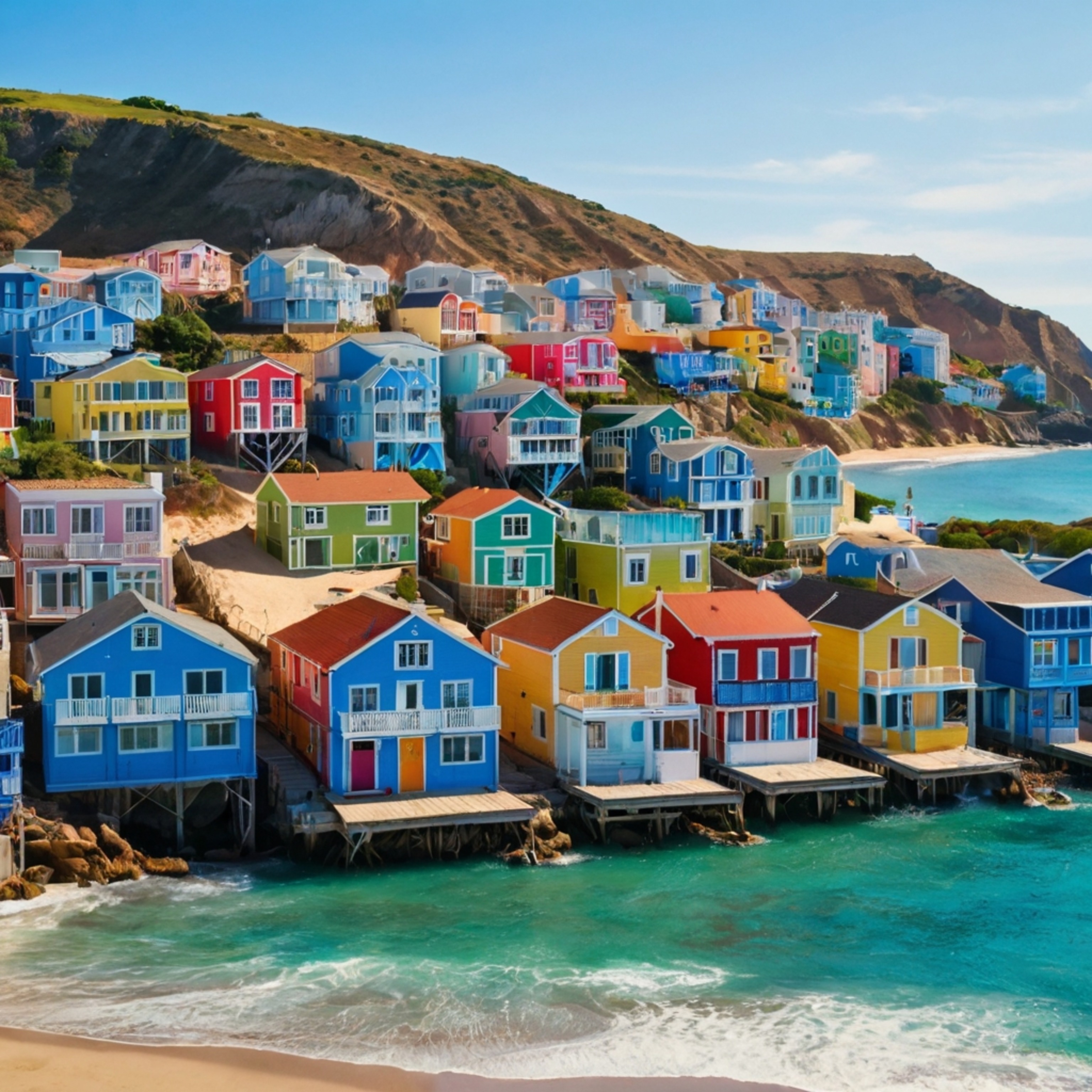 Imagine a charming coastal city where vibrantly colored houses cascade down a hillside, offering breathtaking views of a spar