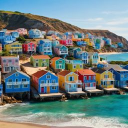 Imagine a charming coastal city where vibrantly colored houses cascade down a hillside, offering breathtaking views of a spar