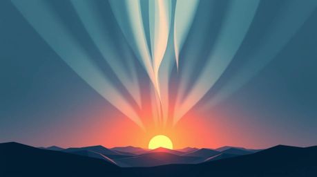 A captivating origami-style illustration showcases the ethereal beauty of the Northern Lights emerging over a vibrant sunset.