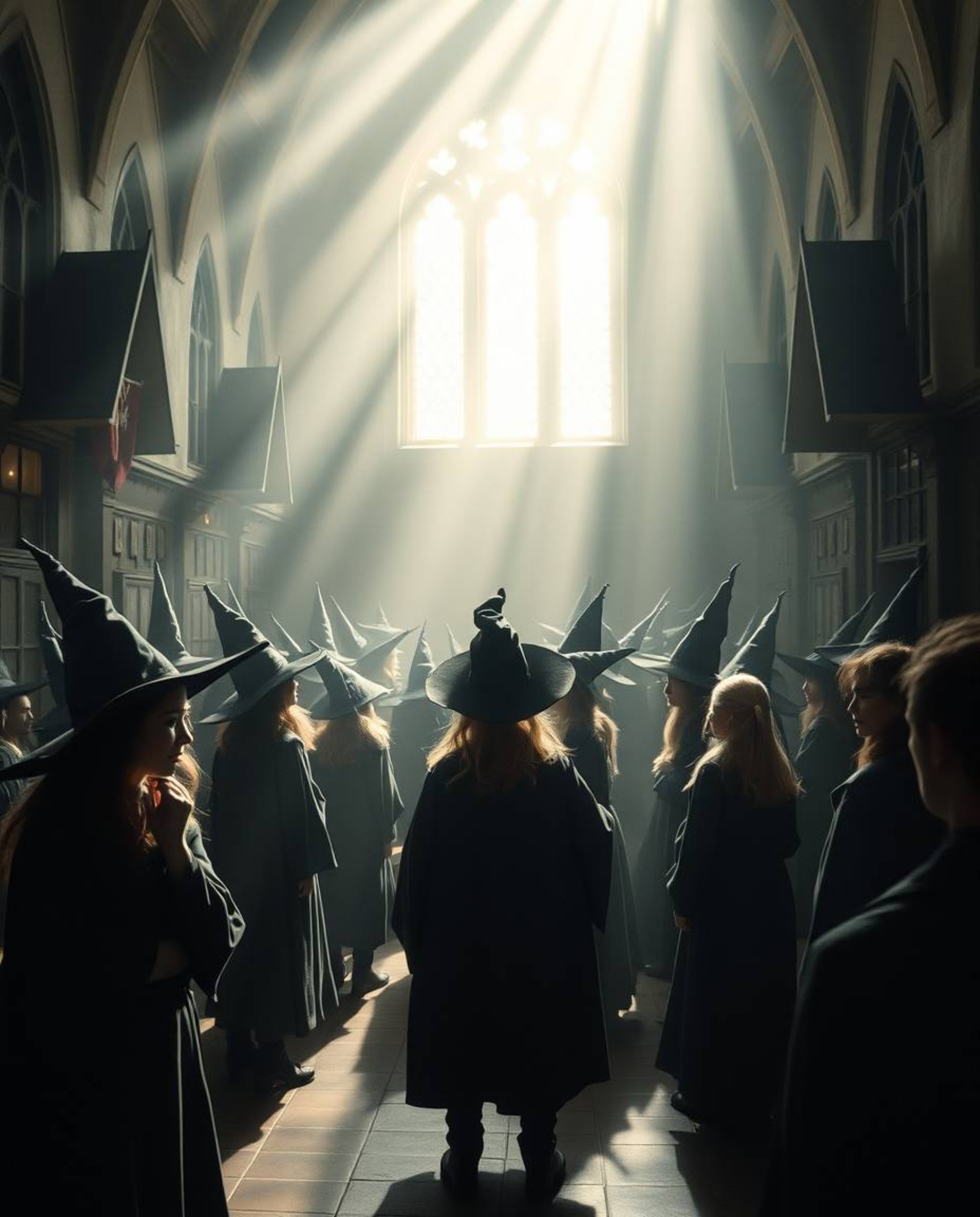 Discover a captivating magical school brimming with young wizards, bathed in gentle, ethereal light. Experience the mystical 