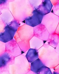 Explore a captivating watercolor painting showcasing a seamless geometric pattern of hexagons and triangles, illuminated with
