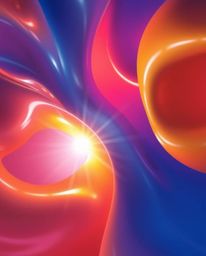 Explore a mesmerizing low-angle view of fluid shapes brought to life in a stunning 3D illustration. Witness the vibrant color