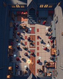 Explore a captivating magical school teeming with young wizards in this overhead bird's eye view illustration. The top-down p