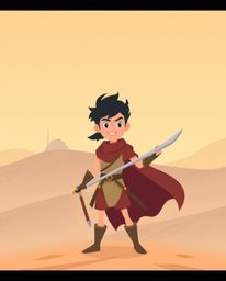 Embark on a thrilling desert adventure with a brave hero rendered in a delightful Disney style. This modern flat design utili