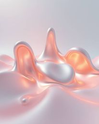 Explore a realm of ethereal spirituality with smooth, 3D metallic shapes gracefully suspended in zero gravity. This artwork s
