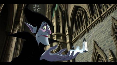 Captivating architectural color photography showcasing a classic Disney villain with refined features, deeply engrossed in ca