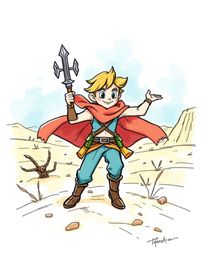 A captivating hand-drawn sketchnote portrays a brave Disney-style hero embarking on a thrilling desert adventure.  Rendered i