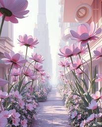 Explore a hauntingly beautiful vision of a post-apocalyptic city where soft pastel colors meet the precise architecture of bl