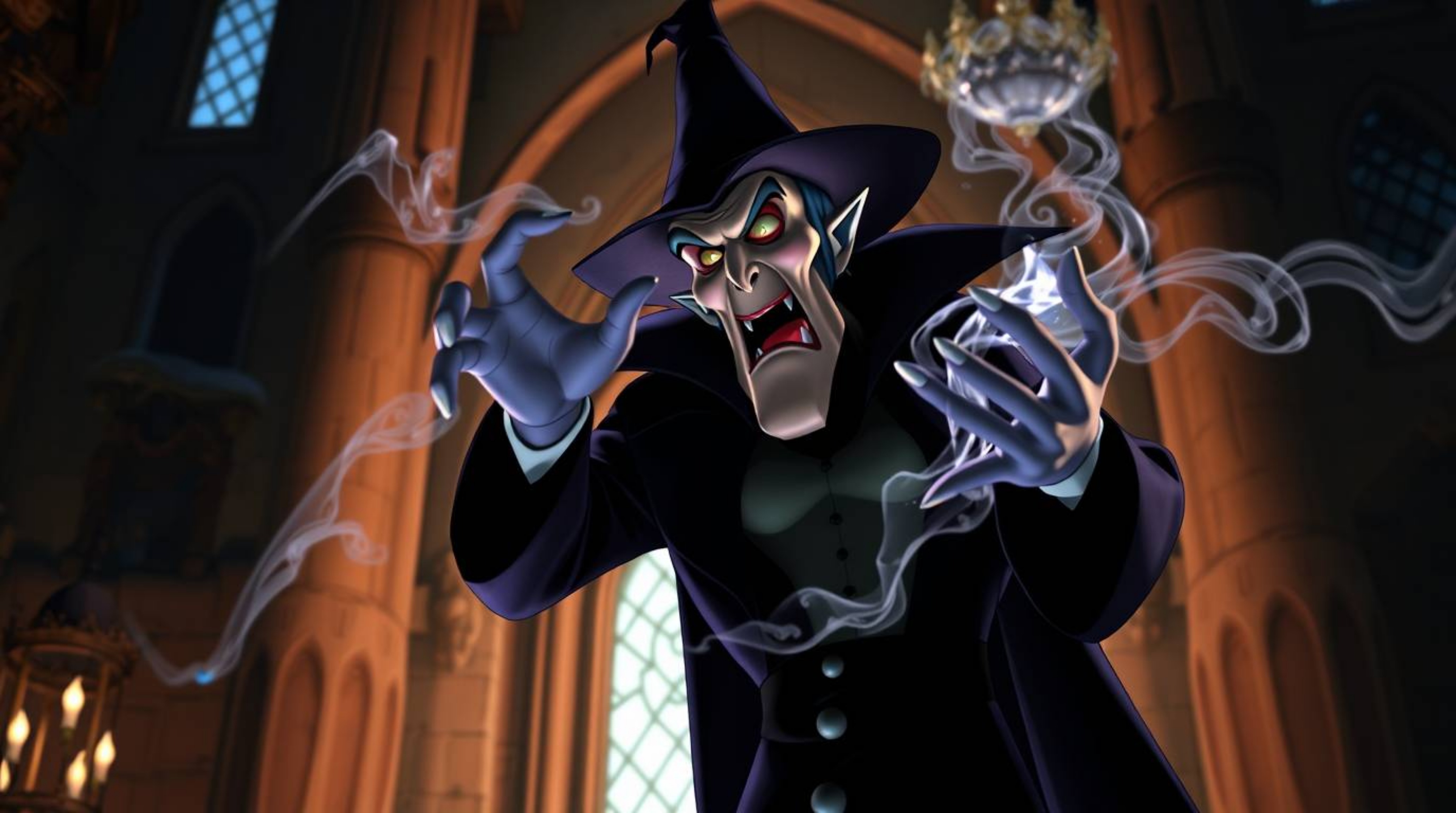 Immerse yourself in a high-resolution stock photo featuring a classic Disney villain conjuring a powerful spell within the wa